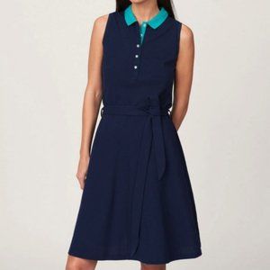 {Gant} navy green contrast polo a-line shirt dress